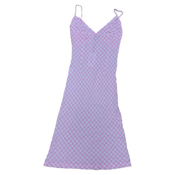 VDM x Revolve, V-Neck Midi Dress Swimsuit Cover Up, Pink/White Checkered, XS,NWT - Picture 2 of 8